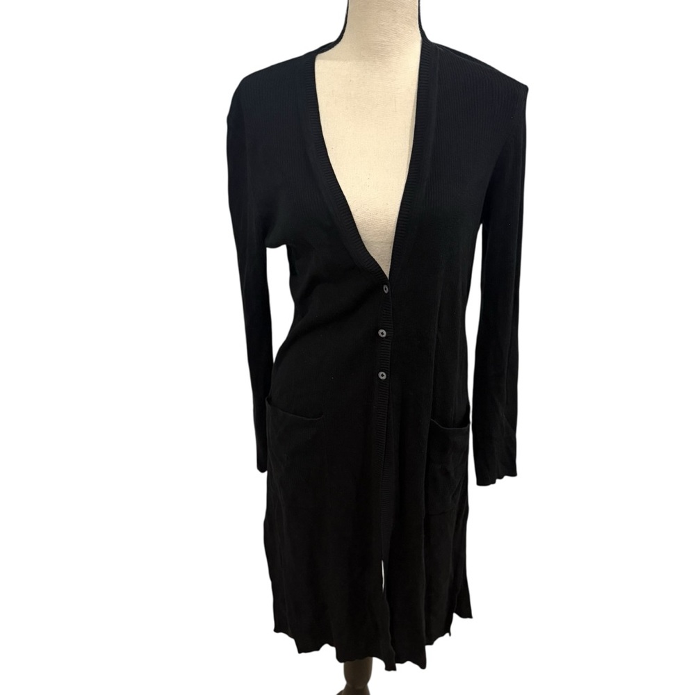 J. Jill Black Silk Blend Long Cardigan Size Medium